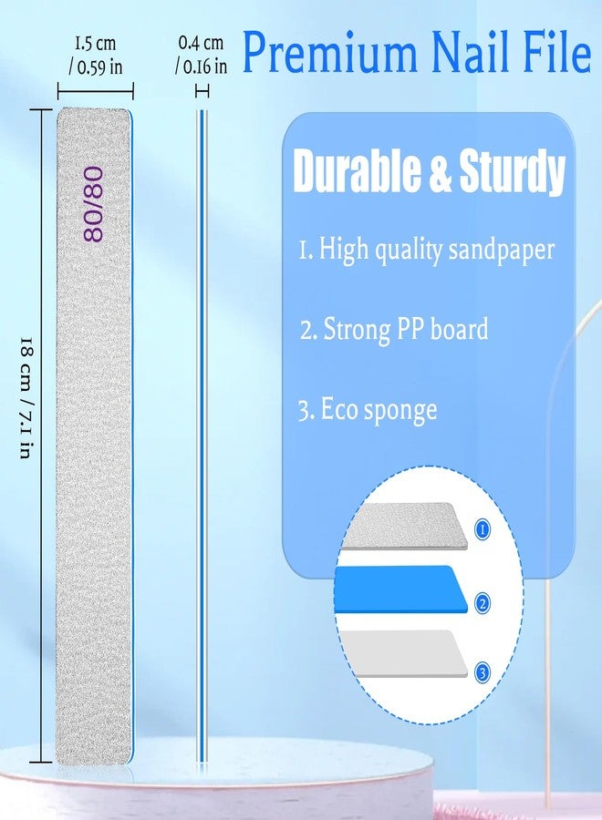 BLESWIN Nail Files 80/80, 25Count 80 Grit Acrylic Nail Files for Artificial Nails, Reusable Double Sided Buffering Files Emery Board for Nails Jumbo Zebra Nail File - Image 3